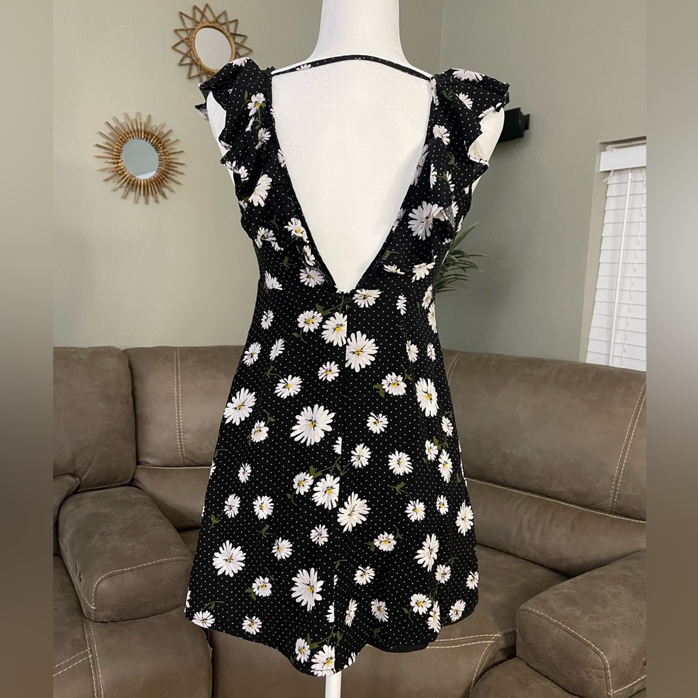 Forever 21 Black Polka Dot Daisy Skater Dress Sz S Spring Summer Y2K 90’s Party - Picture 6 of 9